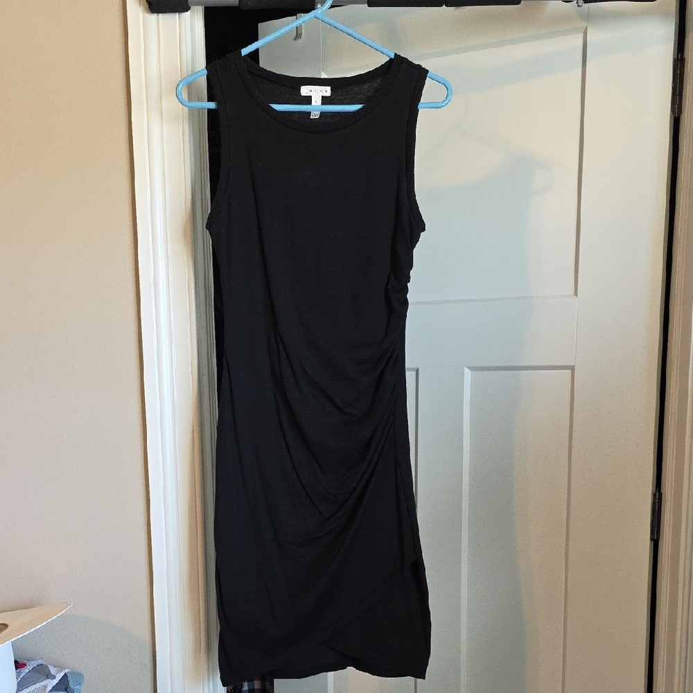 Leith Black Ruched Mini Dress